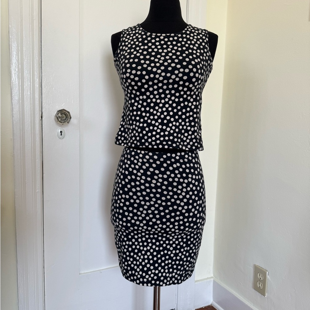 Black and White Mini Pencil Skirt Set